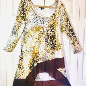 Long Tunic Sheer Hemline Cheetah